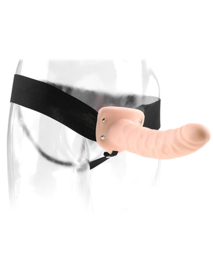PIPEDREAM - FETISH FANTASY SERIES - 8" HOLLOW STRAP-ON  LIGHT/BLACK