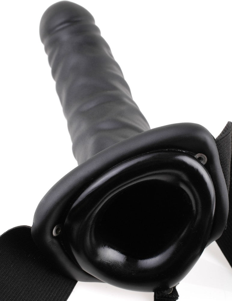 PIPEDREAM - FETISH FANTASY SERIES - 8" VIBRATING HOLLOW STRAP-ON  BLACK