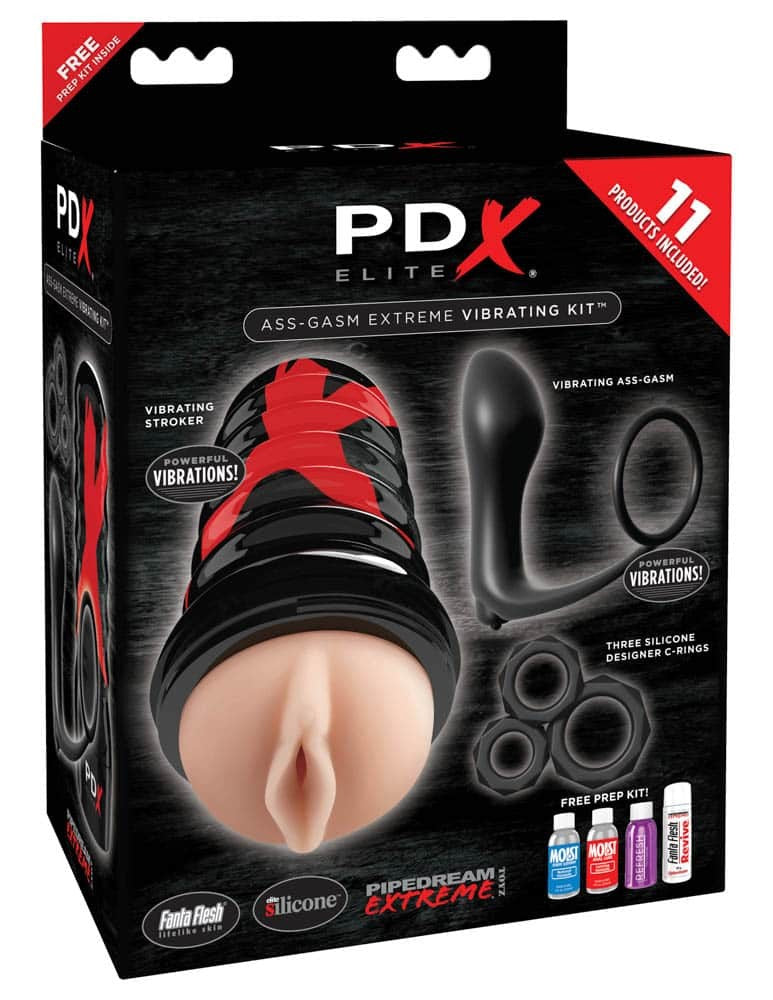PIPEDREAM - PDX ELITE - ASS-GASM VIBRATING KIT LIGHT/BLACK