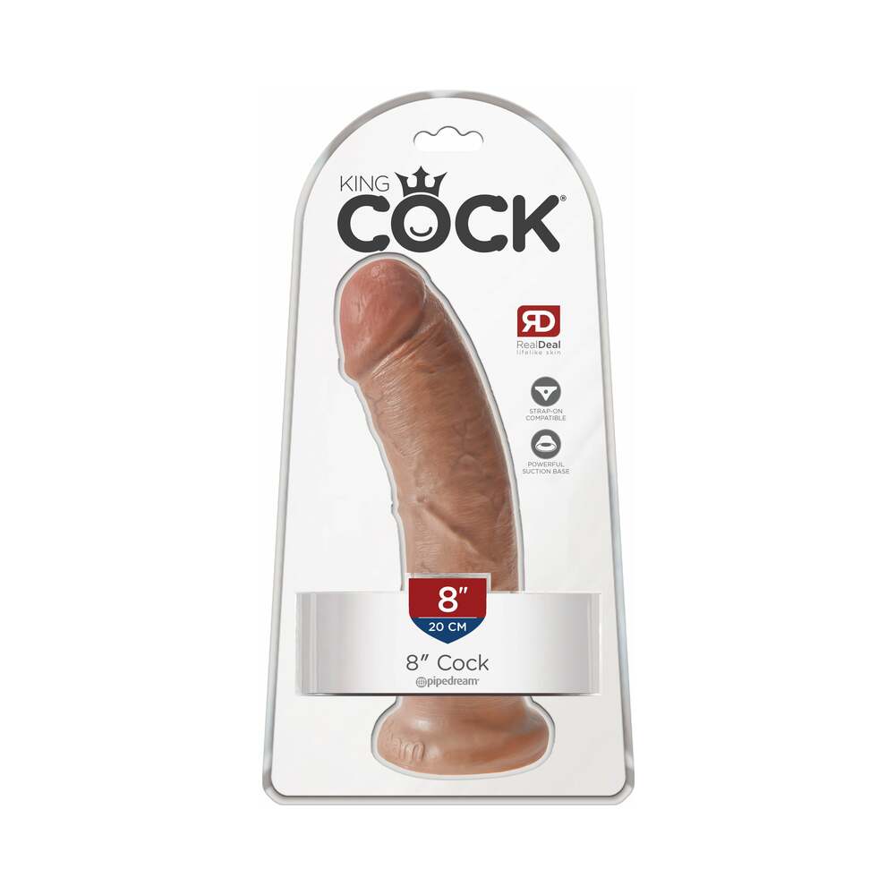 PIPEDREAM - KING COCK 8 IN. COCK REALISTIC DILDO WITH SUCTION CUP BROWN