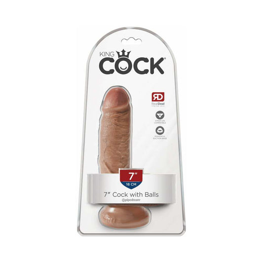 KING COCK 7 IN. COCK WITH BALLS REALISTIC SUCTION CUP DILDO TAN