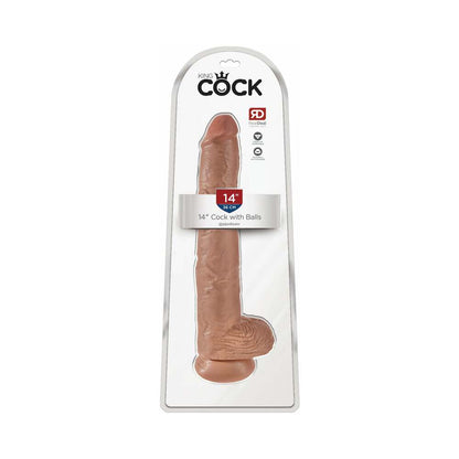PIPEDREAM - KING COCK 14 IN. COCK WITH BALLS REALISTIC SUCTION CUP DILDO TAN