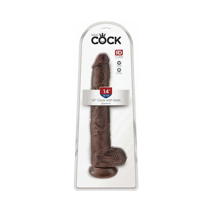 PIPEDREAM - KING COCK 14 IN. COCK WITH BALLS REALISTIC SUCTION CUP DILDO BROWN