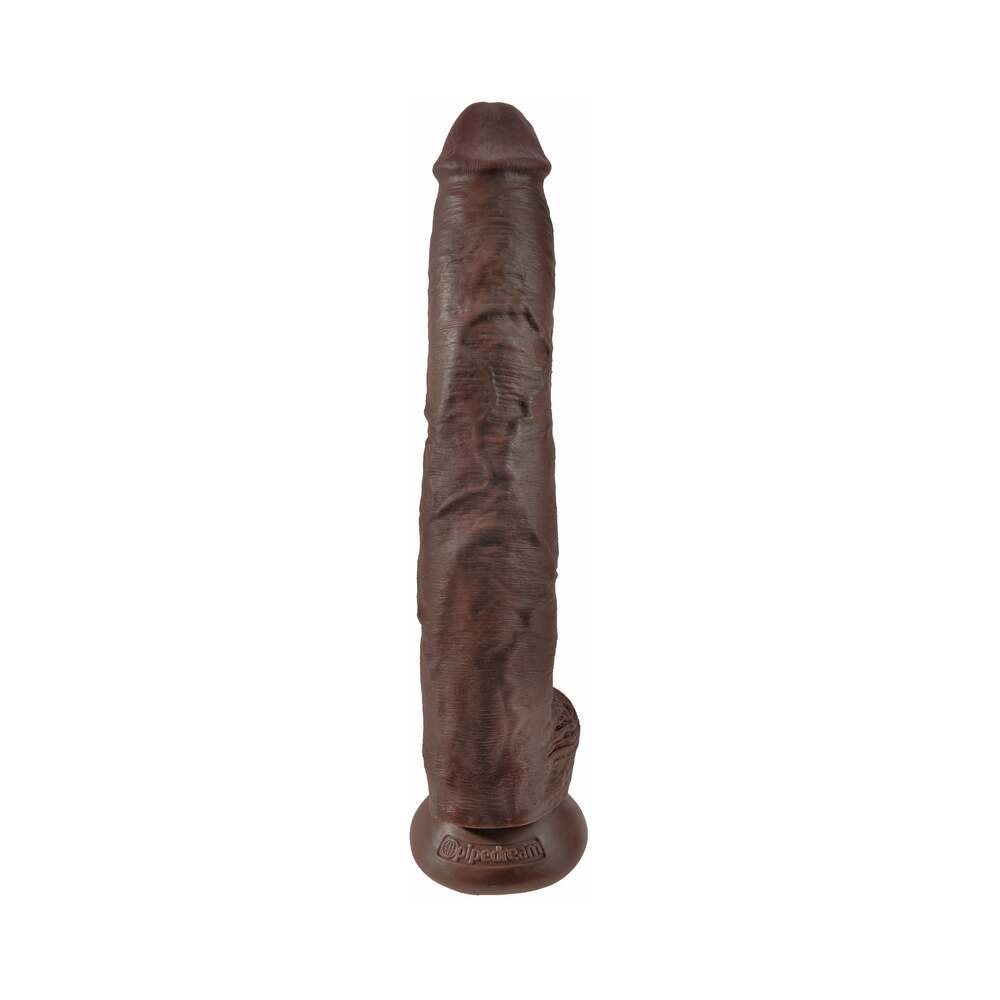 PIPEDREAM - KING COCK 14 IN. COCK WITH BALLS REALISTIC SUCTION CUP DILDO BROWN