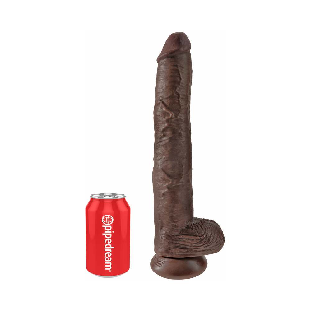 PIPEDREAM - KING COCK 14 IN. COCK WITH BALLS REALISTIC SUCTION CUP DILDO BROWN