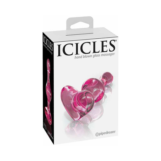 PIPEDREAM - ICICLES NO. 75 BEADED GLASS MASSAGER WITH HEART-SHAPED BASE PINK