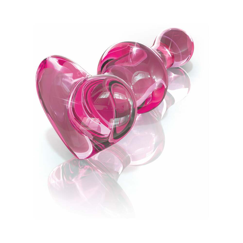 ICICLES NO. 75 BEADED GLASS MASSAGER WITH HEART-SHAPED BASE PINK