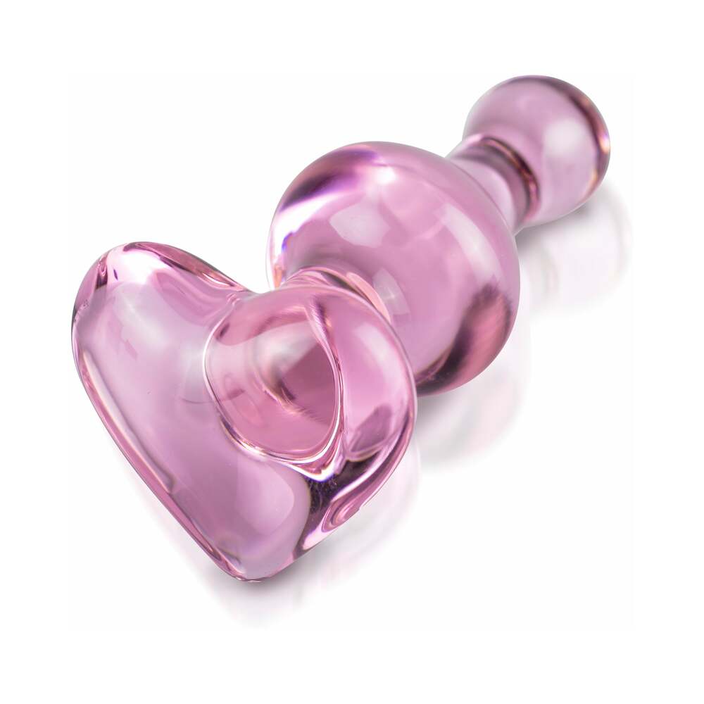ICICLES NO. 75 BEADED GLASS MASSAGER WITH HEART-SHAPED BASE PINK