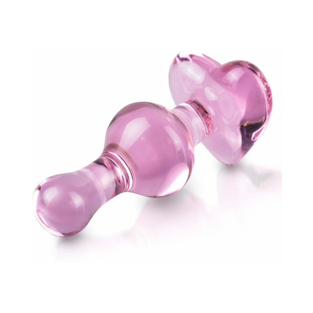 ICICLES NO. 75 BEADED GLASS MASSAGER WITH HEART-SHAPED BASE PINK