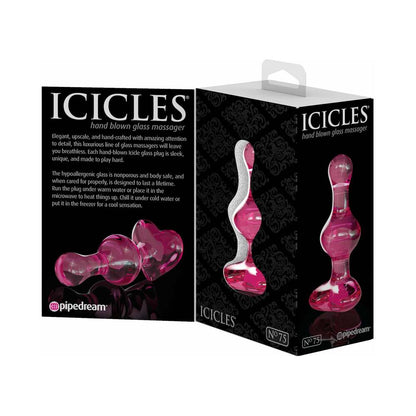 PIPEDREAM - ICICLES NO. 75 BEADED GLASS MASSAGER WITH HEART-SHAPED BASE PINK