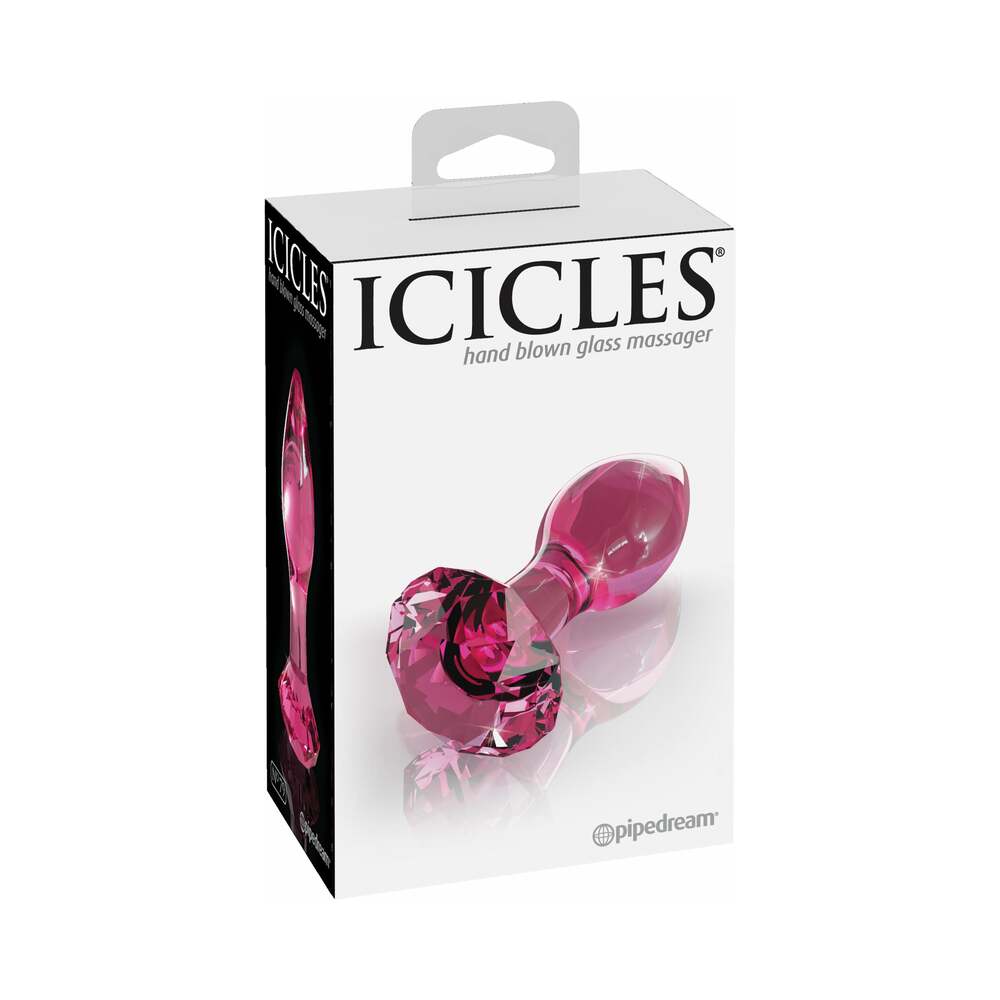 ICICLES NO. 79 GLASS ANAL PLUG WITH FACETED BASE PINK
