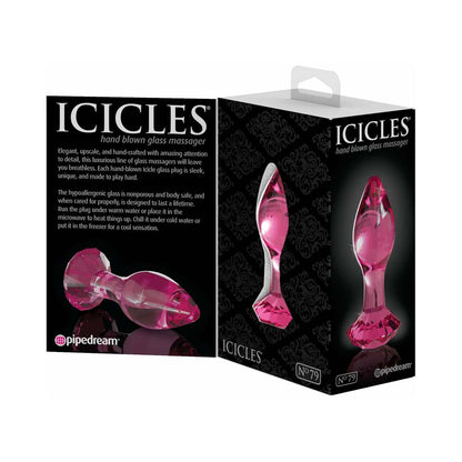 PIPEDREAM - ICICLES NO. 79 GLASS ANAL PLUG WITH FACETED BASE PINK