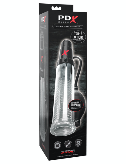 PIPEDREAM - PDX ELITE - SUCK-N-PUMP STROKER  CLEAR/BLACK
