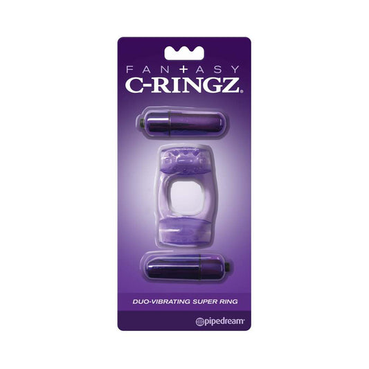 FANTASY C-RINGZ DUO-VIBRATING SUPER RING WITH DUAL BULLETS PURPLE