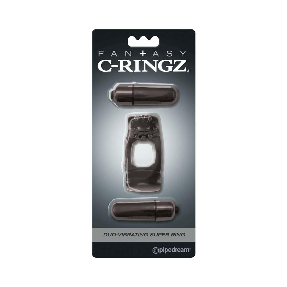 FANTASY C-RINGZ DUO-VIBRATING SUPER RING WITH DUAL BULLETS BLACK
