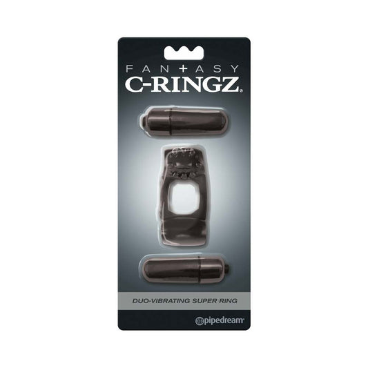 FANTASY C-RINGZ DUO-VIBRATING SUPER RING WITH DUAL BULLETS BLACK