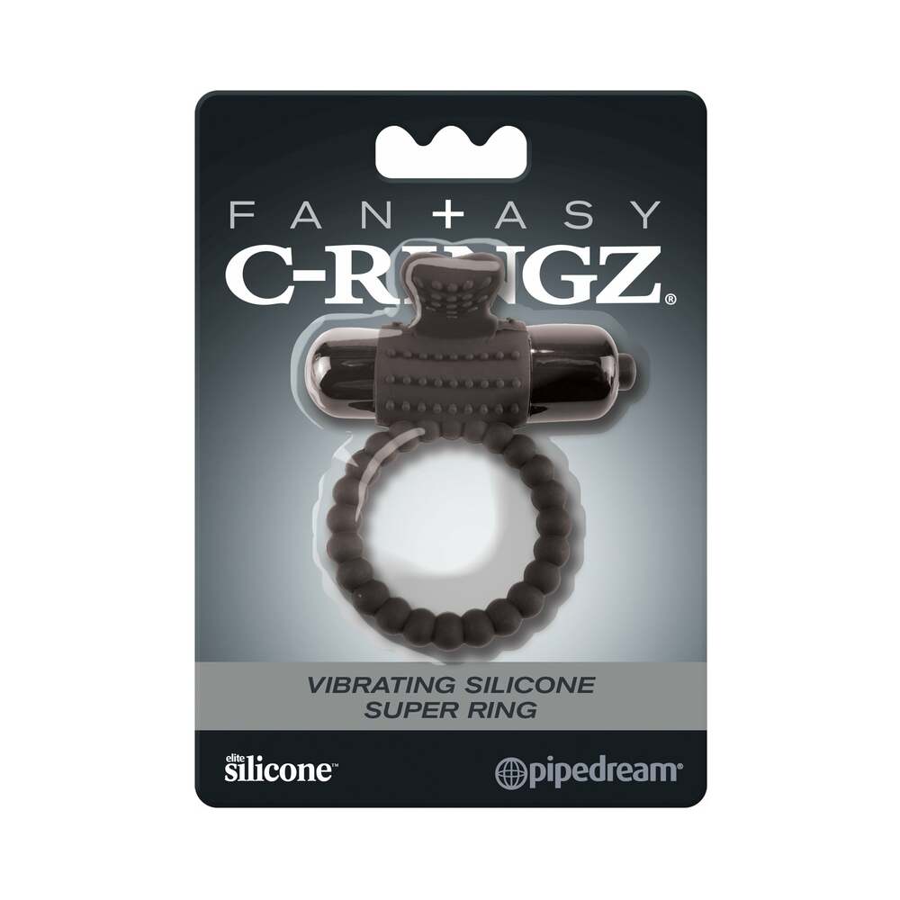 PIPEDREAM - FANTASY C-RINGZ VIBRATING SILICONE SUPER RING WITH BULLET BLACK