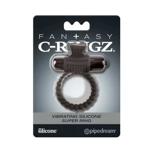 PIPEDREAM - FANTASY C-RINGZ VIBRATING SILICONE SUPER RING WITH BULLET BLACK