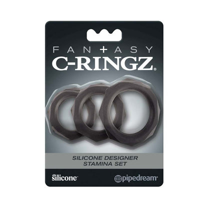 FANTASY C-RINGZ SILICONE DESIGNER STAMINA 3-PIECE COCKRING SET BLACK
