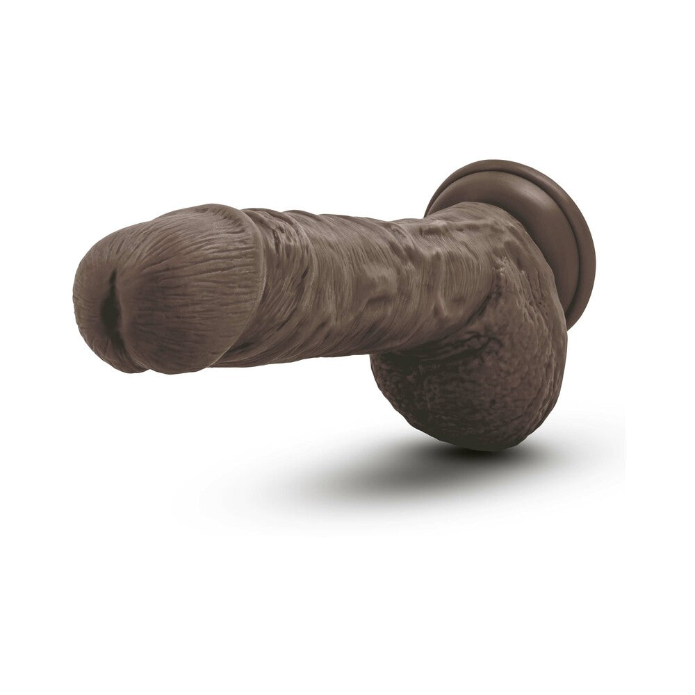 AU NATUREL BIG BILLY 9 IN. POSABLE DUAL DENSITY DILDO WITH BALLS BROWN