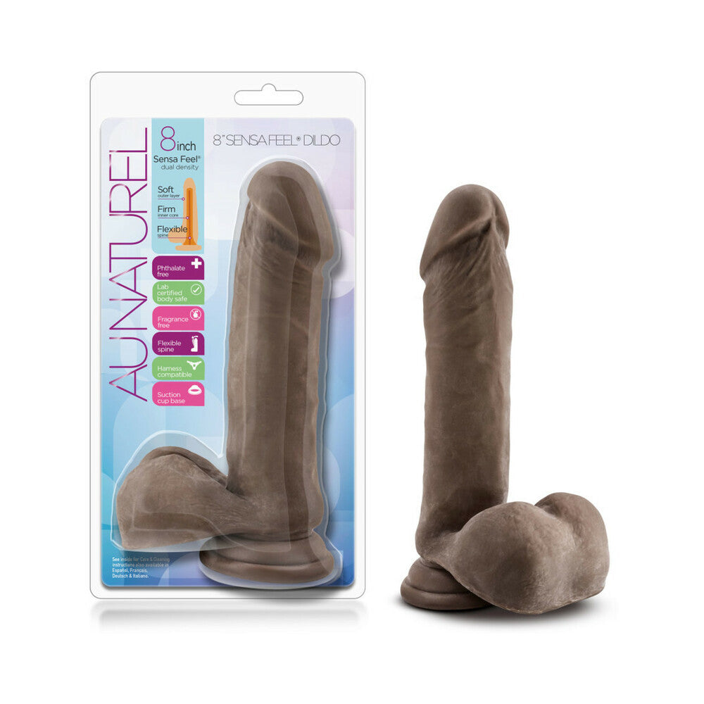 BLUSH - AU NATUREL 8 IN. POSABLE DUAL DENSITY DILDO WITH BALLS