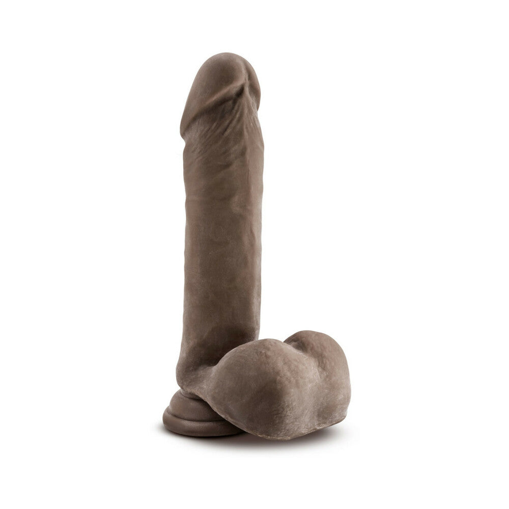AU NATUREL 8 IN. POSABLE DUAL DENSITY DILDO WITH BALLS BROWN