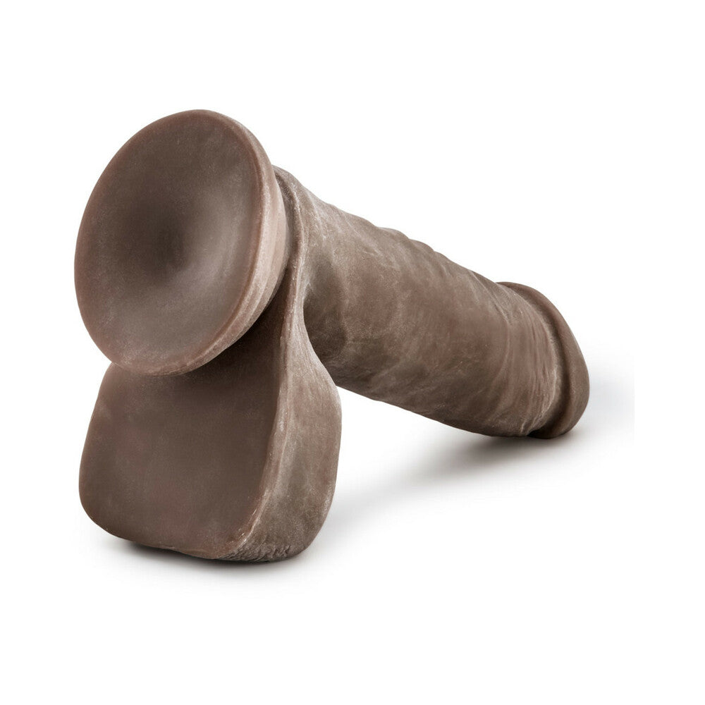 AU NATUREL 8 IN. POSABLE DUAL DENSITY DILDO WITH BALLS BROWN