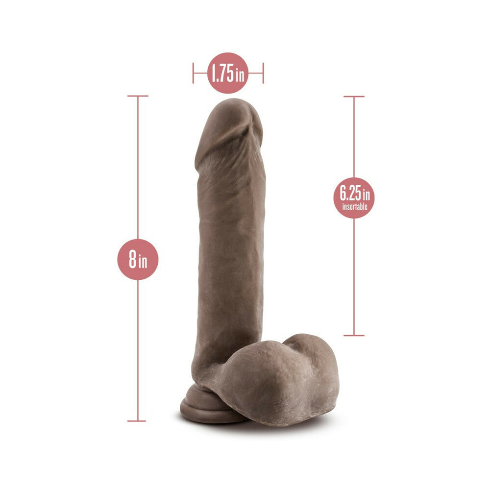 AU NATUREL 8 IN. POSABLE DUAL DENSITY DILDO WITH BALLS BROWN