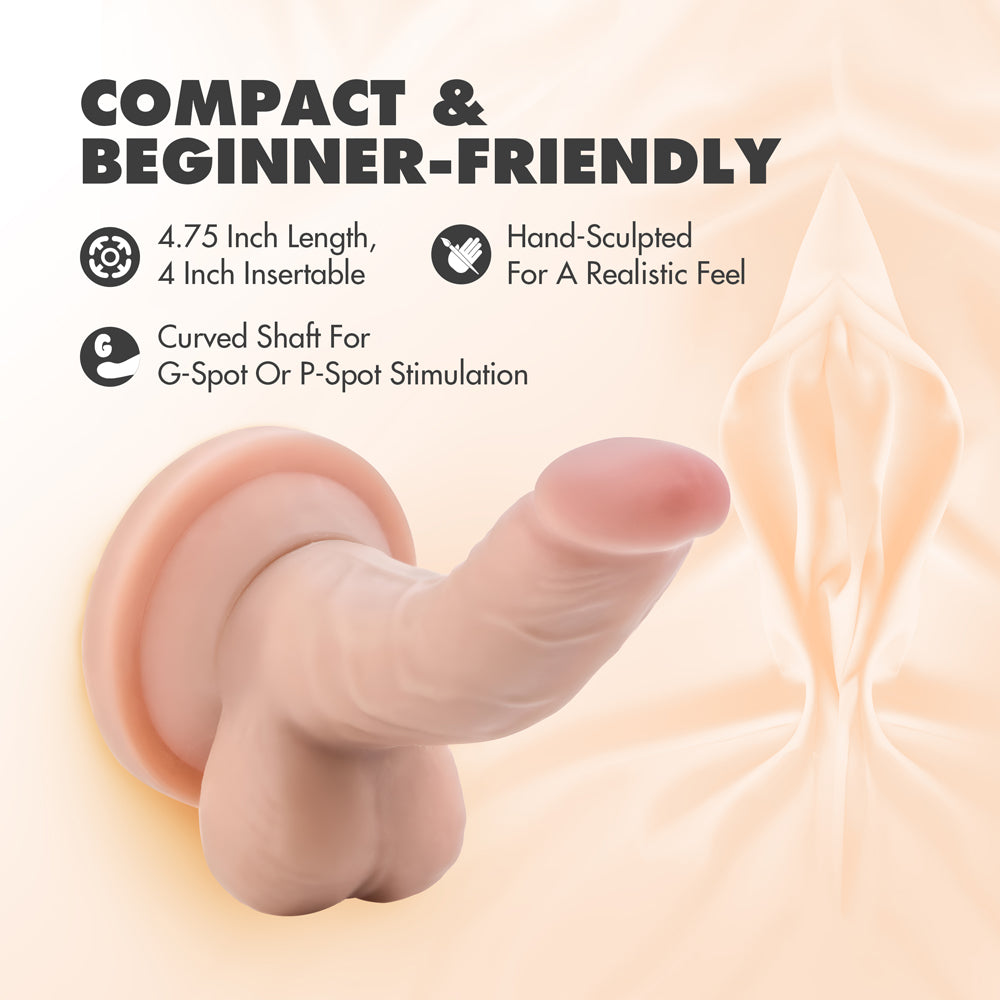 COLORETE - DILDO REALISTA DR. SKIN MINI PENE DE 4 PULGADAS CON TESTÍCULOS BEIGE