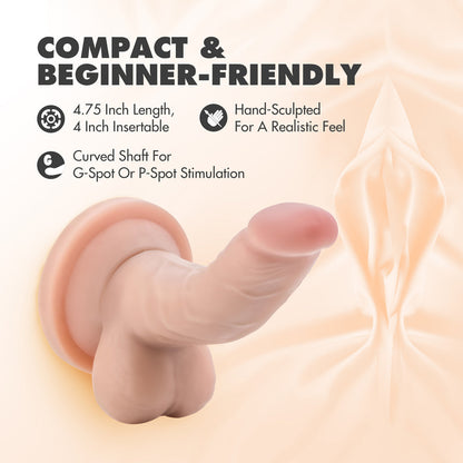 COLORETE - DILDO REALISTA DR. SKIN MINI PENE DE 4 PULGADAS CON TESTÍCULOS BEIGE