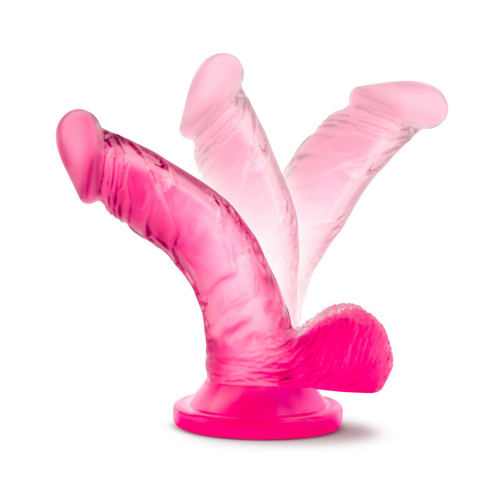NATURALLY YOURS 4 IN. MINI COCK REALISTIC DILDO WITH BALLS PINK