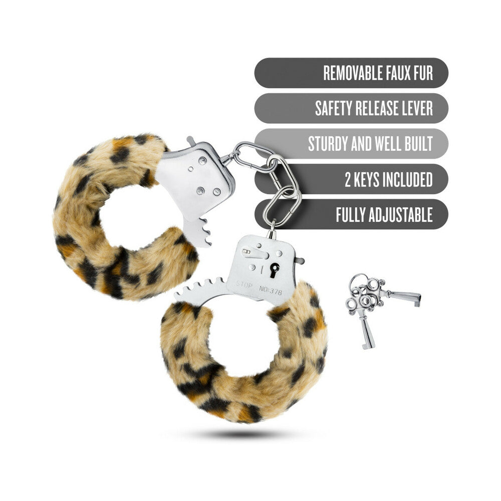 COLORETE - PUÑOS AJUSTABLES DE PELO SINTÉTICO TEMPTASIA LEOPARDO