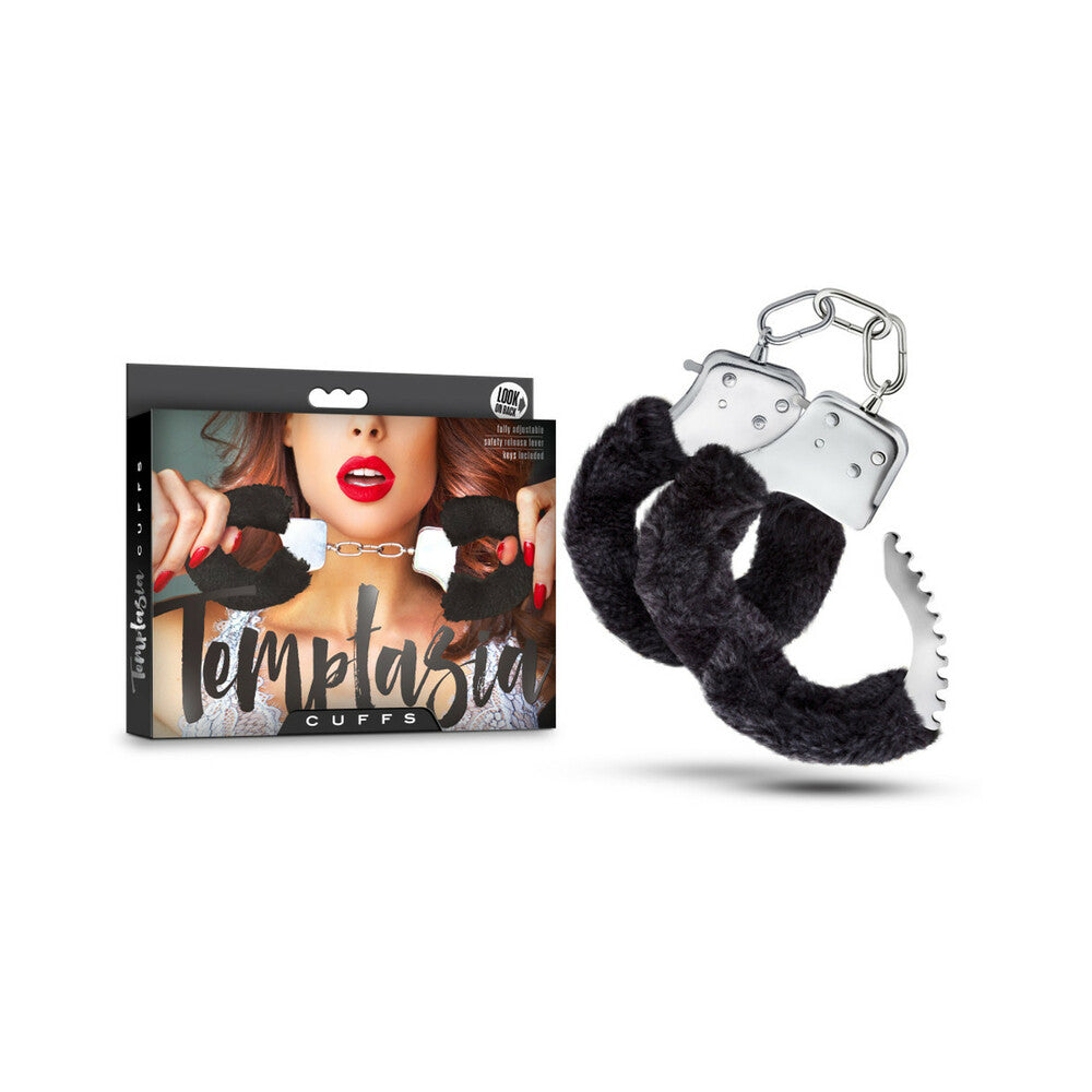 TEMPTASIA ADJUSTABLE FAUX FUR CUFFS BLACK