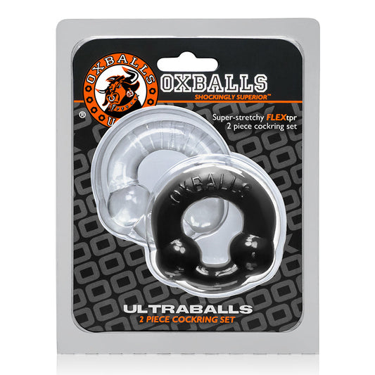 OXBALLS - ULTRABALLS, 2-PACK COCKRING, BLACK & CLEAR