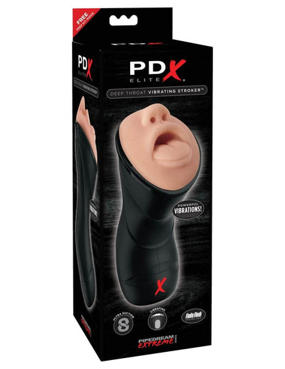 PIPEDREAM - PDX ELITE - DEEP THROAT VIBRATING STROKER LIGHT/BLACK