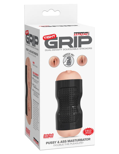 PIPEDREAM - PDX EXTREME - TIGHT GRIP PUSSY & ASS MASTURBATOR  BLACK/LIGHT