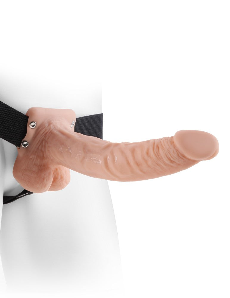 PIPEDREAM - FETISH FANTASY SERIES - 9" HOLLOW STRAP-ON WITH BALLS  LIGHT/BLACK