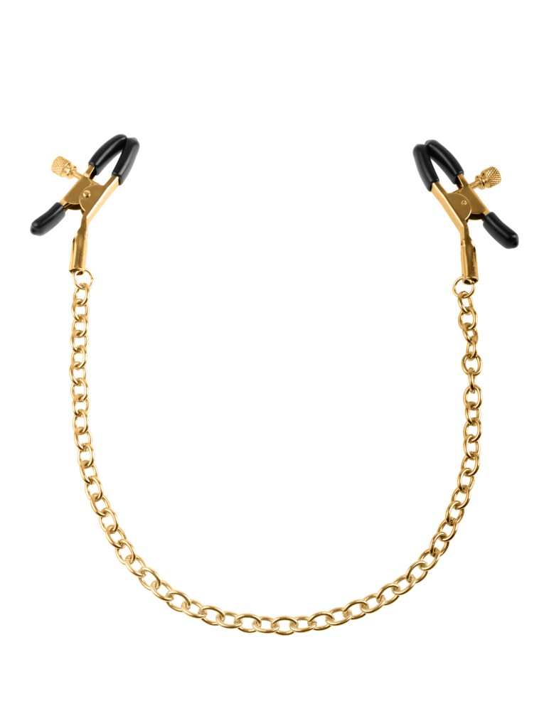 PIPEDREAM - FETISH FANTASY GOLD - CHAIN NIPPLE CLAMPS  GOLD/BLACK