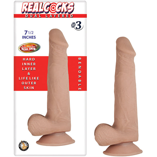 NASSTOYS - REALCOCKS DUAL LAYERED #3 7.5IN FLESH