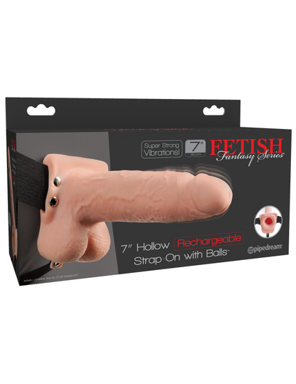 PIPEDREAM - FETISH FANTASY SERIES - 7" HOLLOW STRAP-ON  LIGHT/BLACK