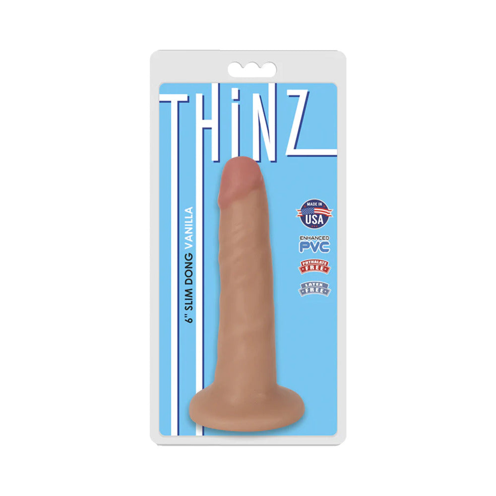 CURVE NOVELTIES - CURVE TOYS THINZ 6 IN. SLIM DILDO WITH SUCTION CUP BEIGE