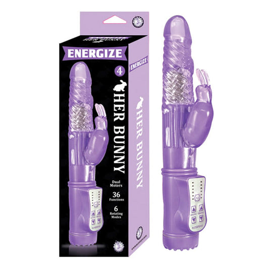 ENERGIZE HER BUNNY 4 36 FUNCTION 6 ROTATING MODES DUAL MOTOR WATERPROOF PURPLE