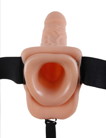 PIPEDREAM - FETISH FANTASY SERIES - 9" VIBRATING HOLLOW STRAP-ON WITH BALLS  LIGHT/BLACK