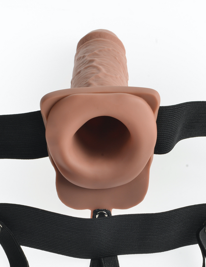 PIPEDREAM - FETISH FANTASY SERIES - 7" HOLLOW STRAP-ON WITH REMOTE  TAN/ BLACK
