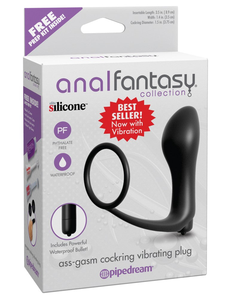 PIPEDREAM - ANAL FANTASY COLLECTION - ASS-GASM COCKRING VIBRATING PLUG BLACK