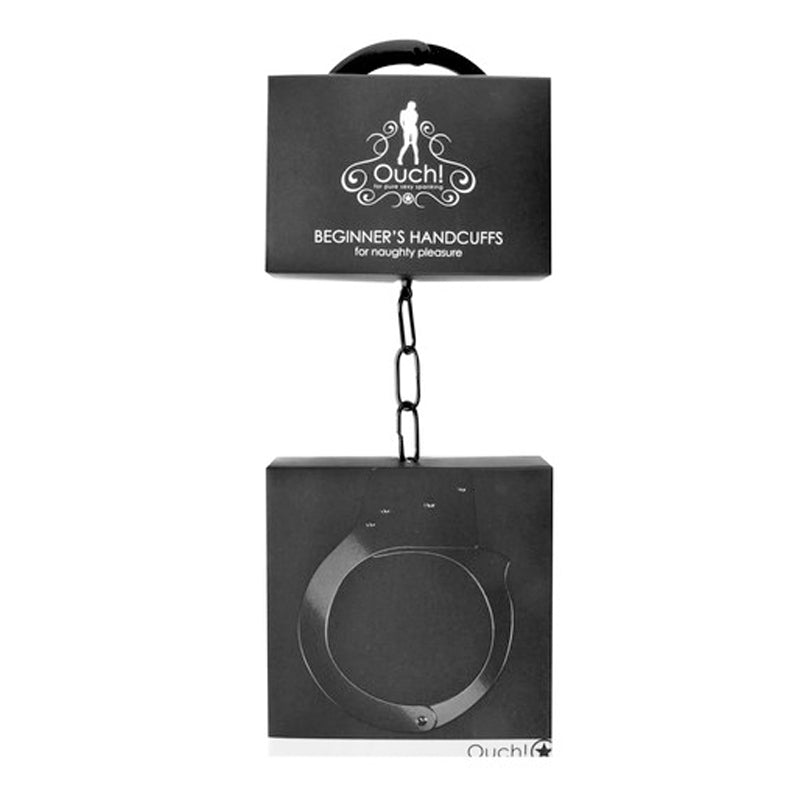 OUCH! BEGINNER''S METAL HANDCUFFS WITH QUICK-RELEASE BLACK