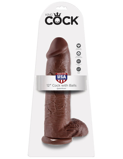PIPEDREAM - KING COCK - 12" COCK WITH BALLS BROWN