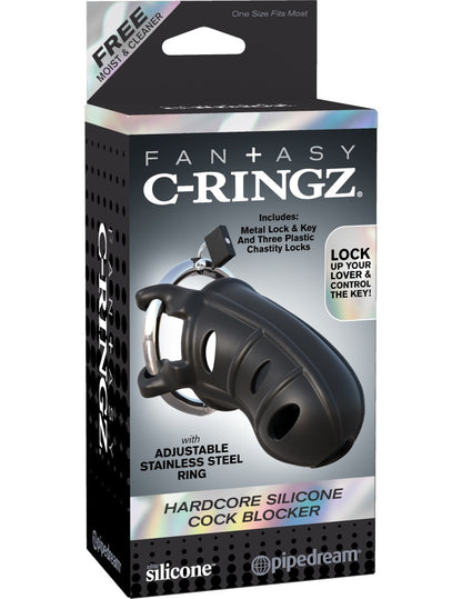 PIPEDREAM - FANTASY C-RINGZ - HARDCORE SILICONE COCK BLOCKER  BLACK