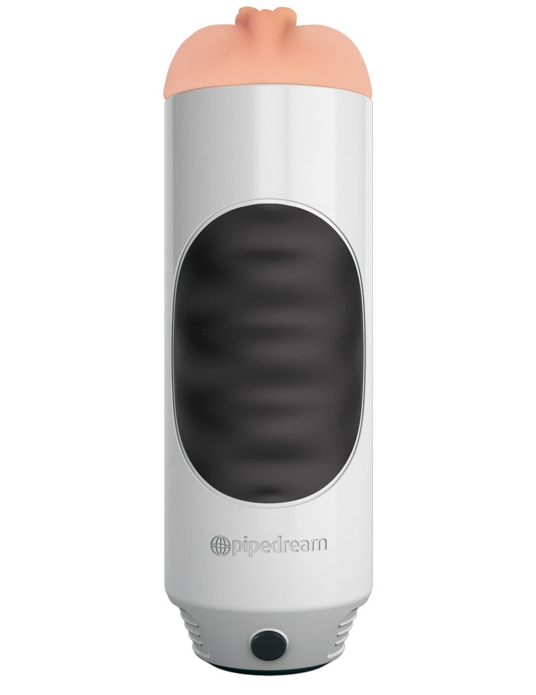 PIPEDREAM - PDX EXTREME - MEGA GRIP VIBRATING STROKER PUSSY  WHITE/BLACK/LIGHT