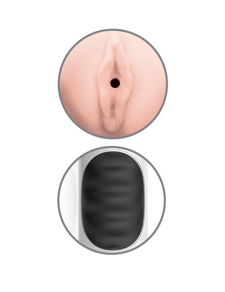 PIPEDREAM - PDX EXTREME - MEGA GRIP VIBRATING STROKER PUSSY  WHITE/BLACK/LIGHT